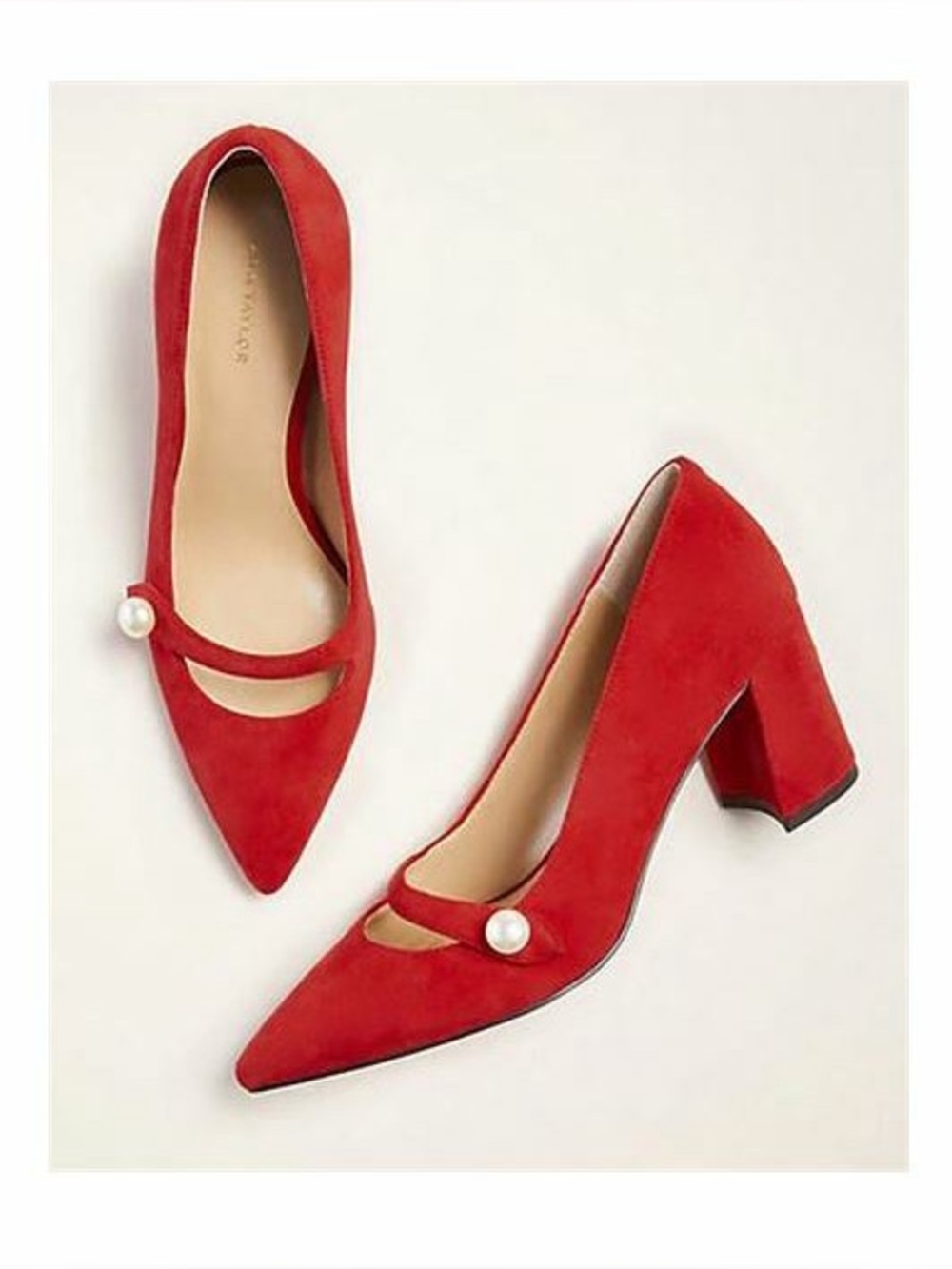 Ann Taylor Essie Suede Mary Jane Pumps in Red Sz 10